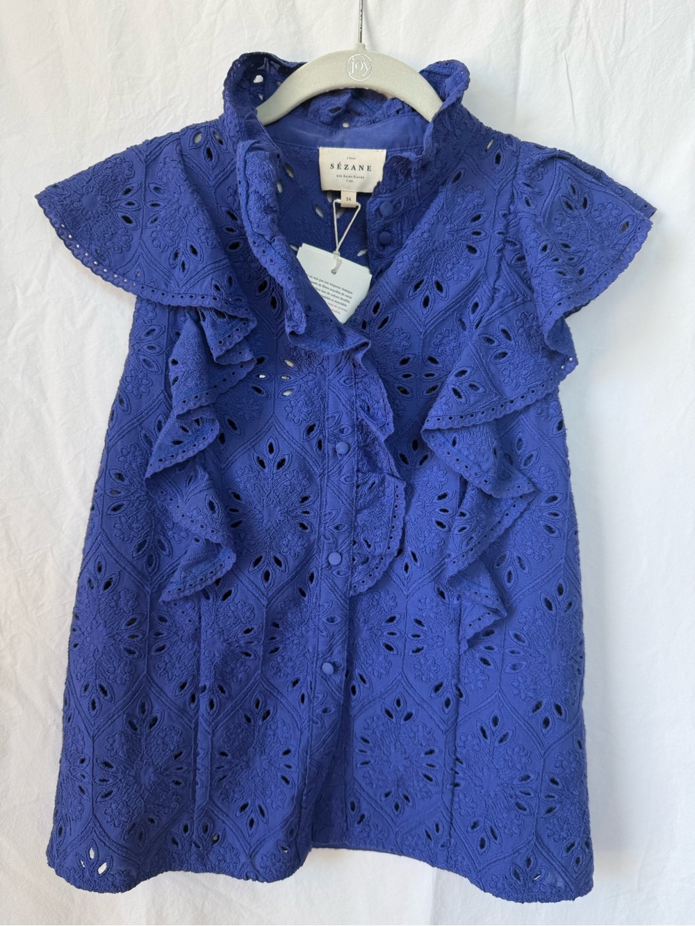 Sézane Chiara Blouse in Electric Blue – Size FR 34 (US 2) – NWOT